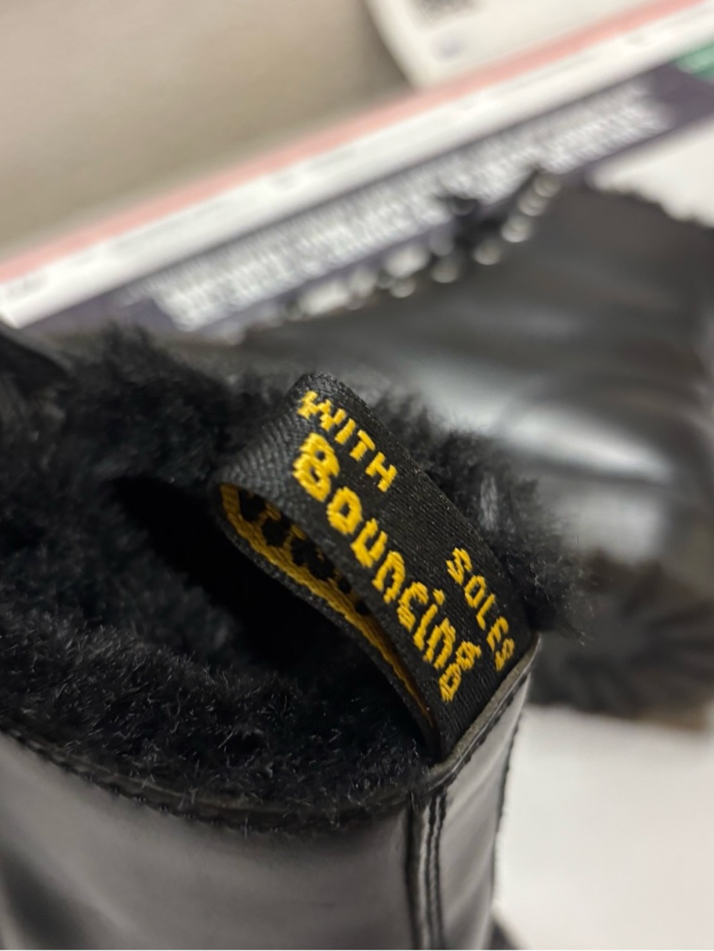 Dr. Martens Black Leather Lace-Up Fur Lined Combat Boots - Picture 6 of 7